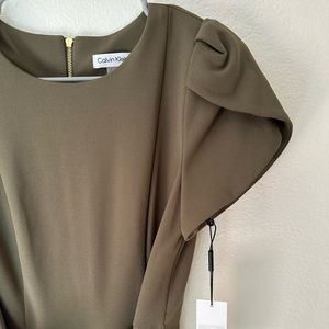 Olive Green Jumper | Calvin Klein | Petal Sleeve